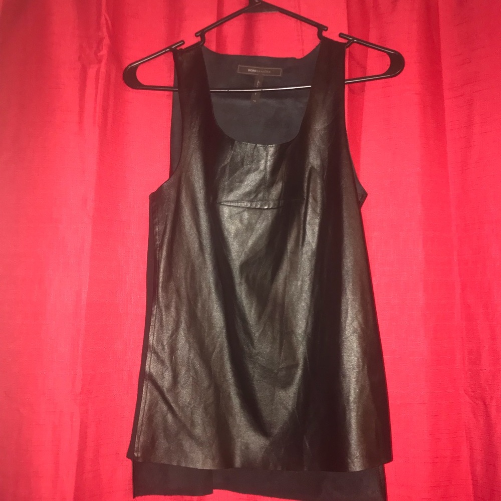BCBG Black leather shirt